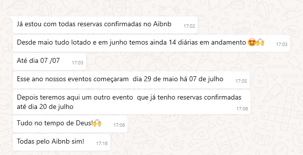 Mônica: tudo lotado desde maio, reservas confirmadas até 20 de julho